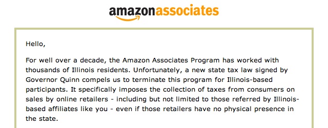 New Illinois taxes cause Amazon to give me the axe