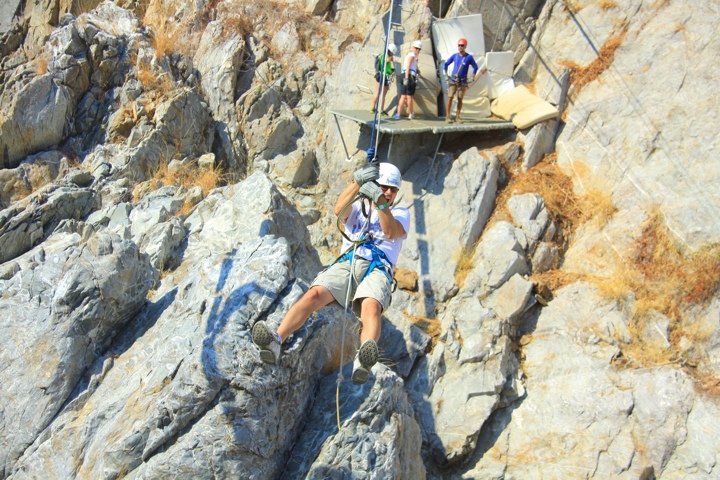 Tarzan style zip line